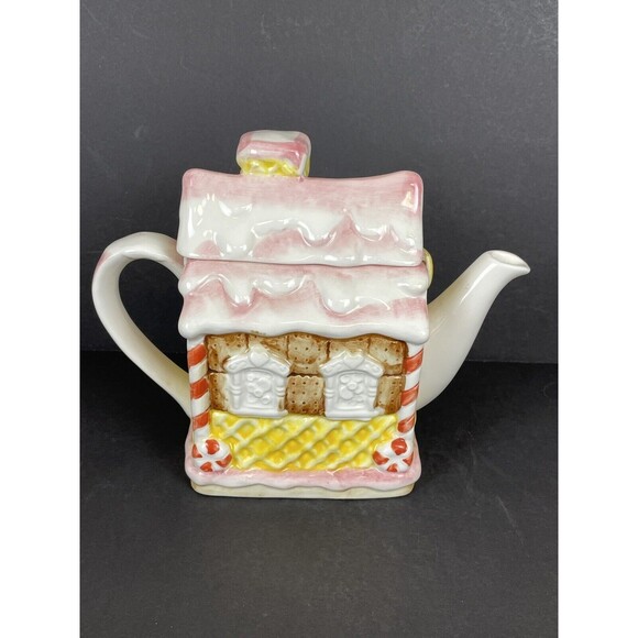 Vintage Matt Hromalik Gingerbread Christmas Teapot Hand Painted Otagiri Japan - Picture 4 of 14